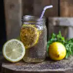 Chia seed water recipe in mason jar with lemon
