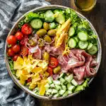 Sub in a tub recipe bowl with deli meats and vegetables
