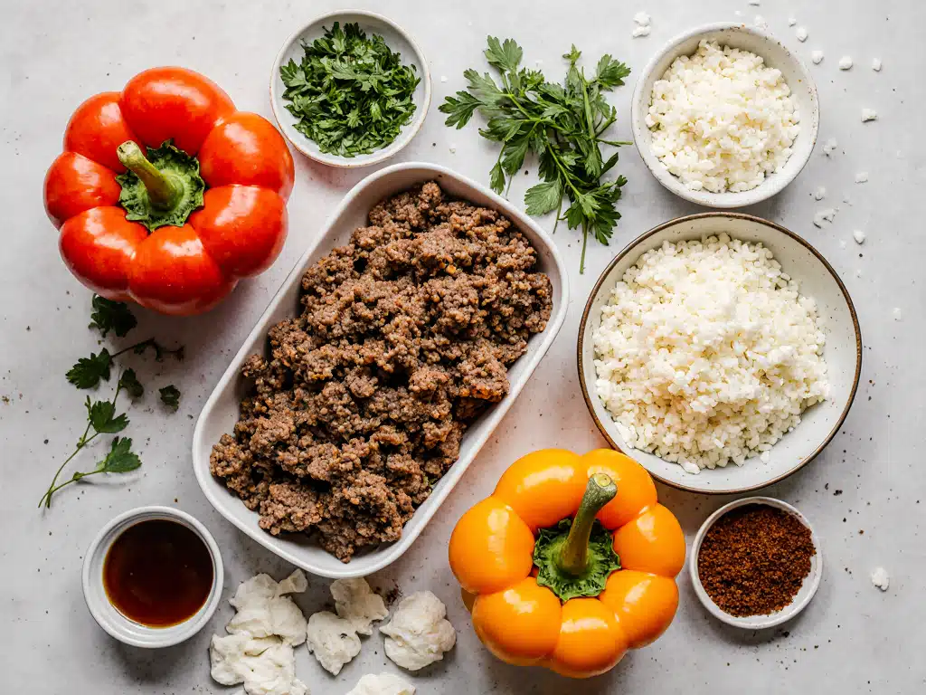 Carved jack-o-lantern bell peppers for keto recipe