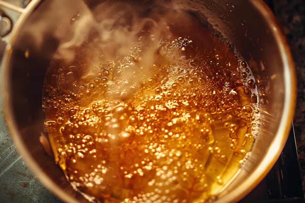 Melting keto sweetener and butter for brittle