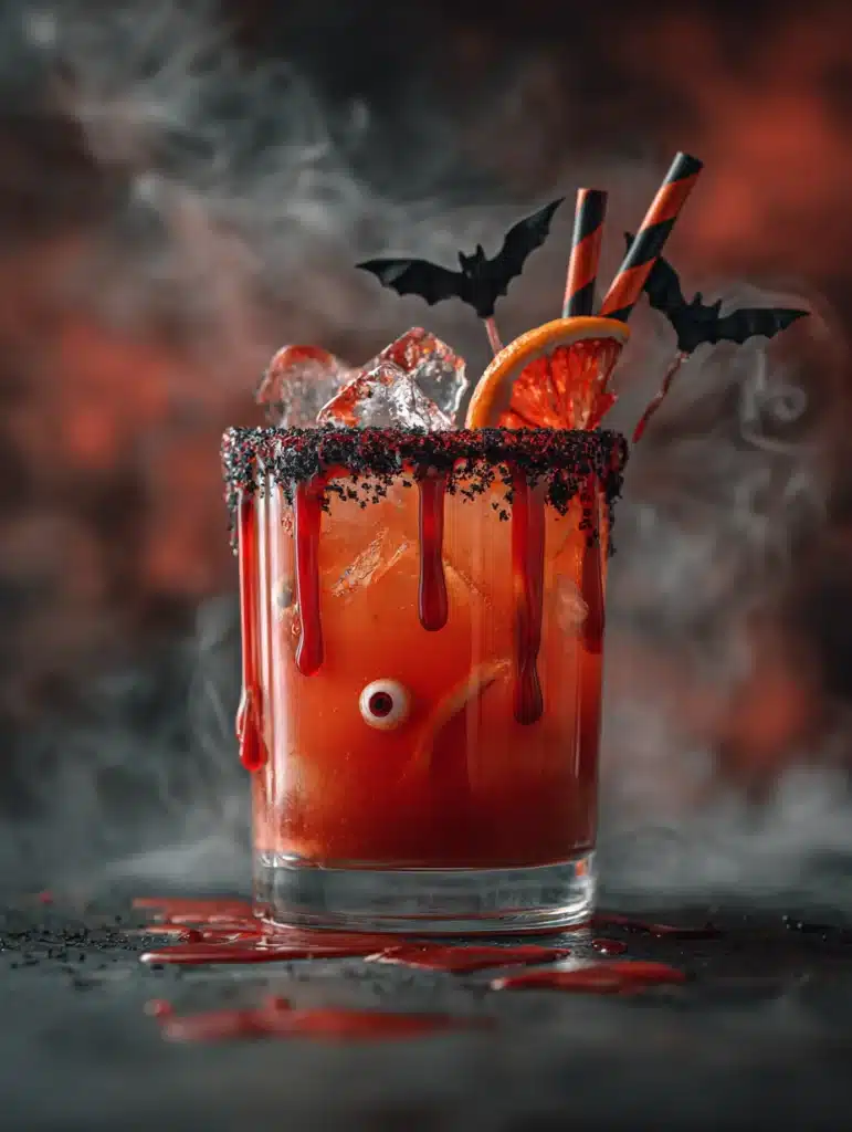 Halloween punch with apple cider, orange slices, cinnamon sticks, and pumpkin spice.