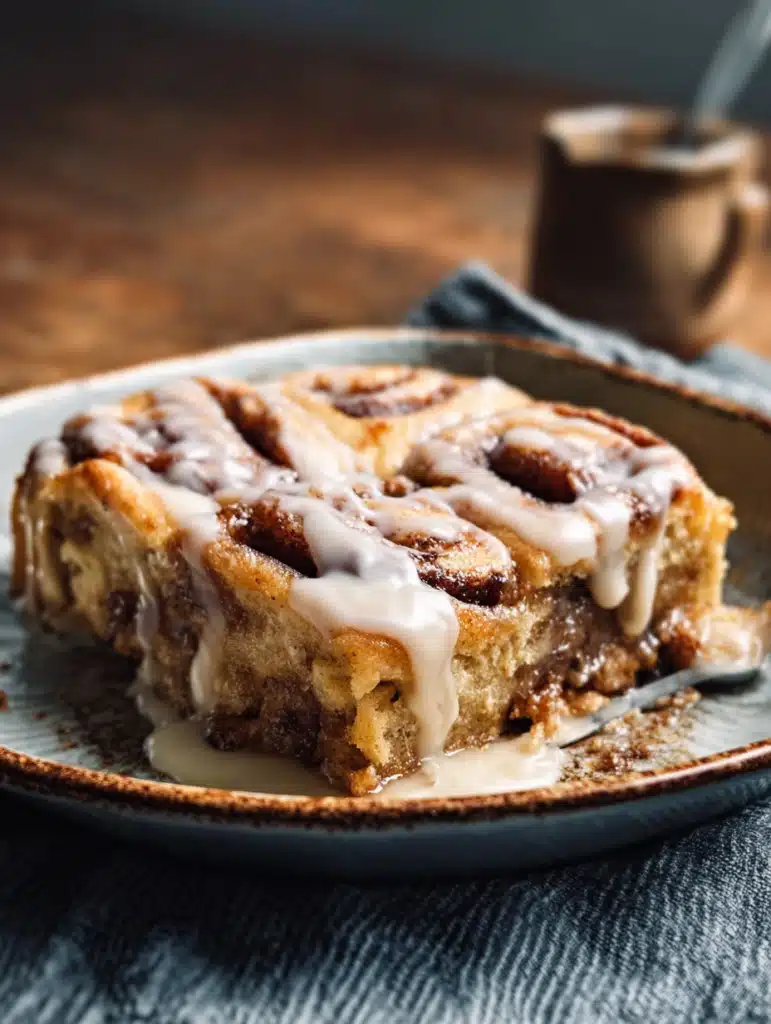Cinnamon roll dessert bars served