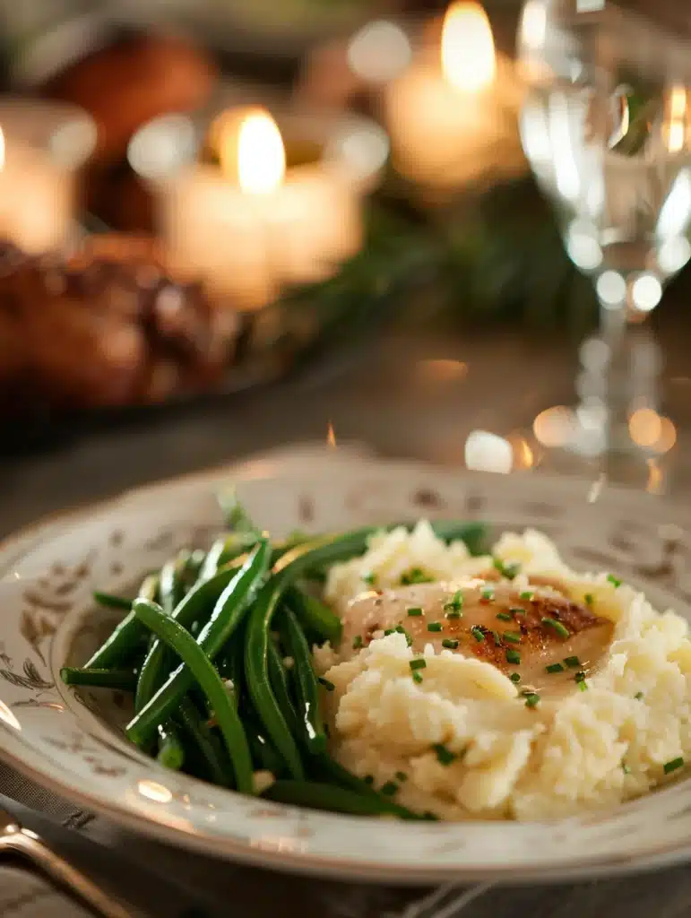 Buttermilk mashed potatoes with chives served with roasted chicken