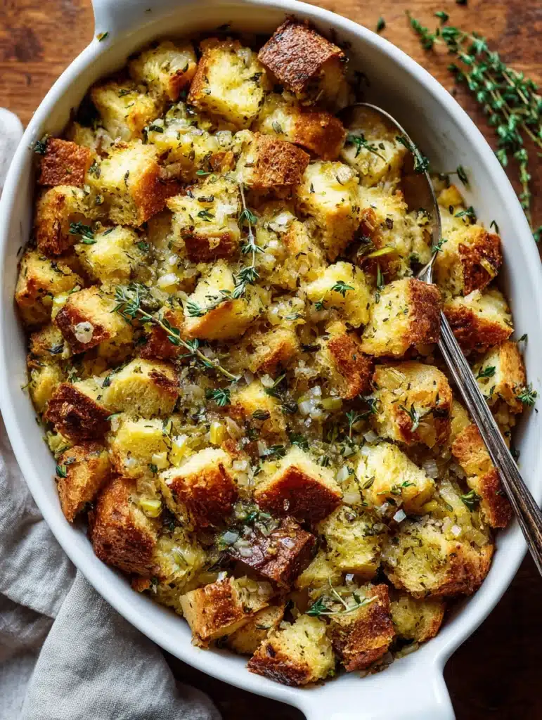 buttery homemade bread stuffing serving