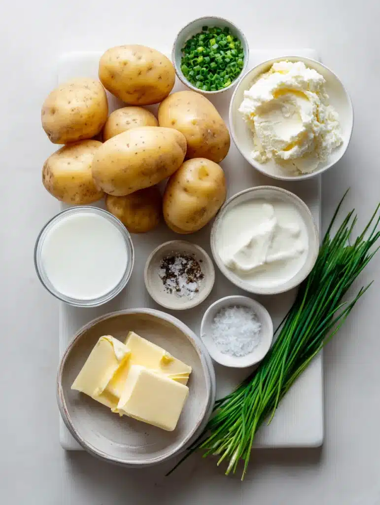 Ingredients for Instant Pot mashed potatoes with sour cream