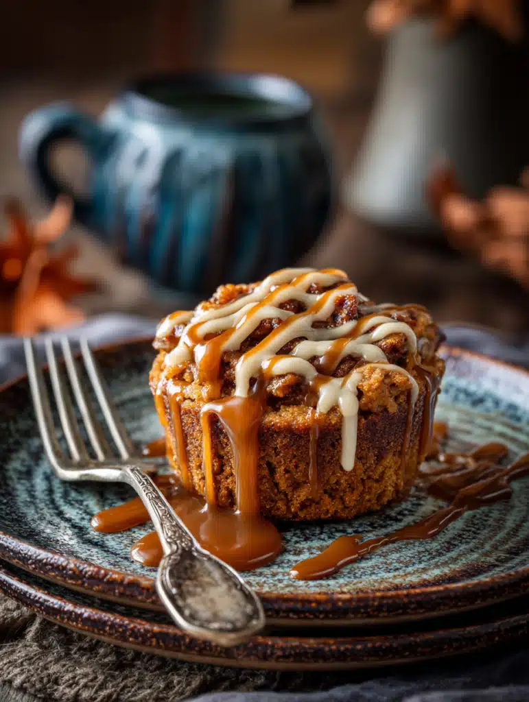 Mini Sweet Potato Casserole Cup served with caramel drizzle