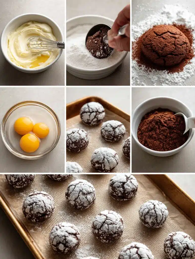 Step-by-step Chocolate Crinkle Gooey Cookies preparation