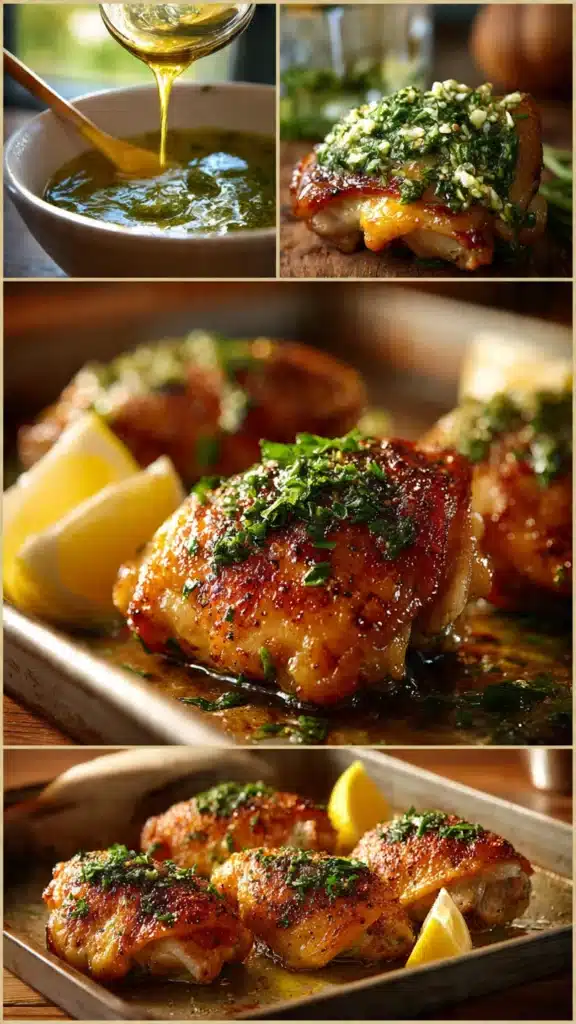 Step-by-step image of easy keto baked chicken thighs cooking process