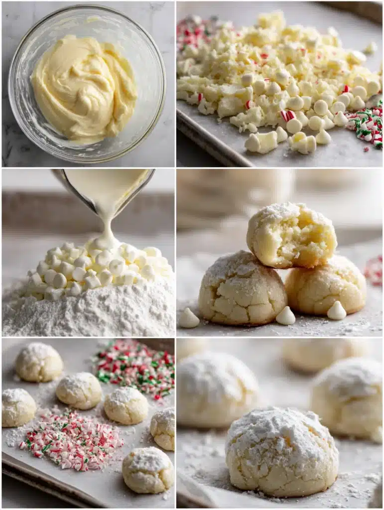 Step-by-step Peppermint White Chocolate Gooey Cookies preparation (6-step process)