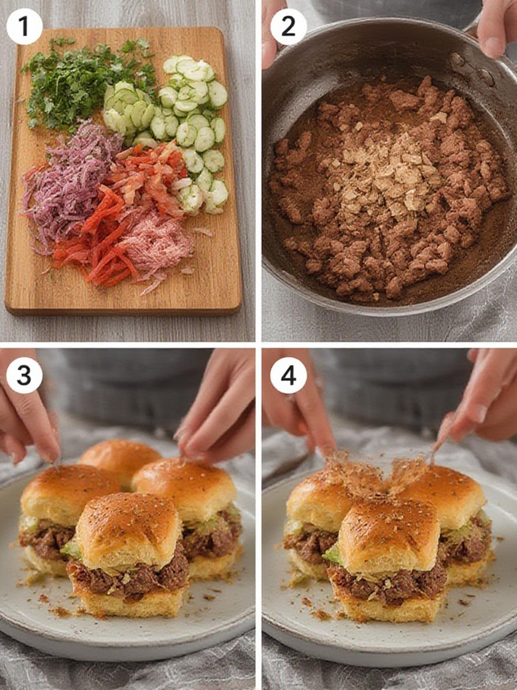 Step-by-step Corned Beef Sliders