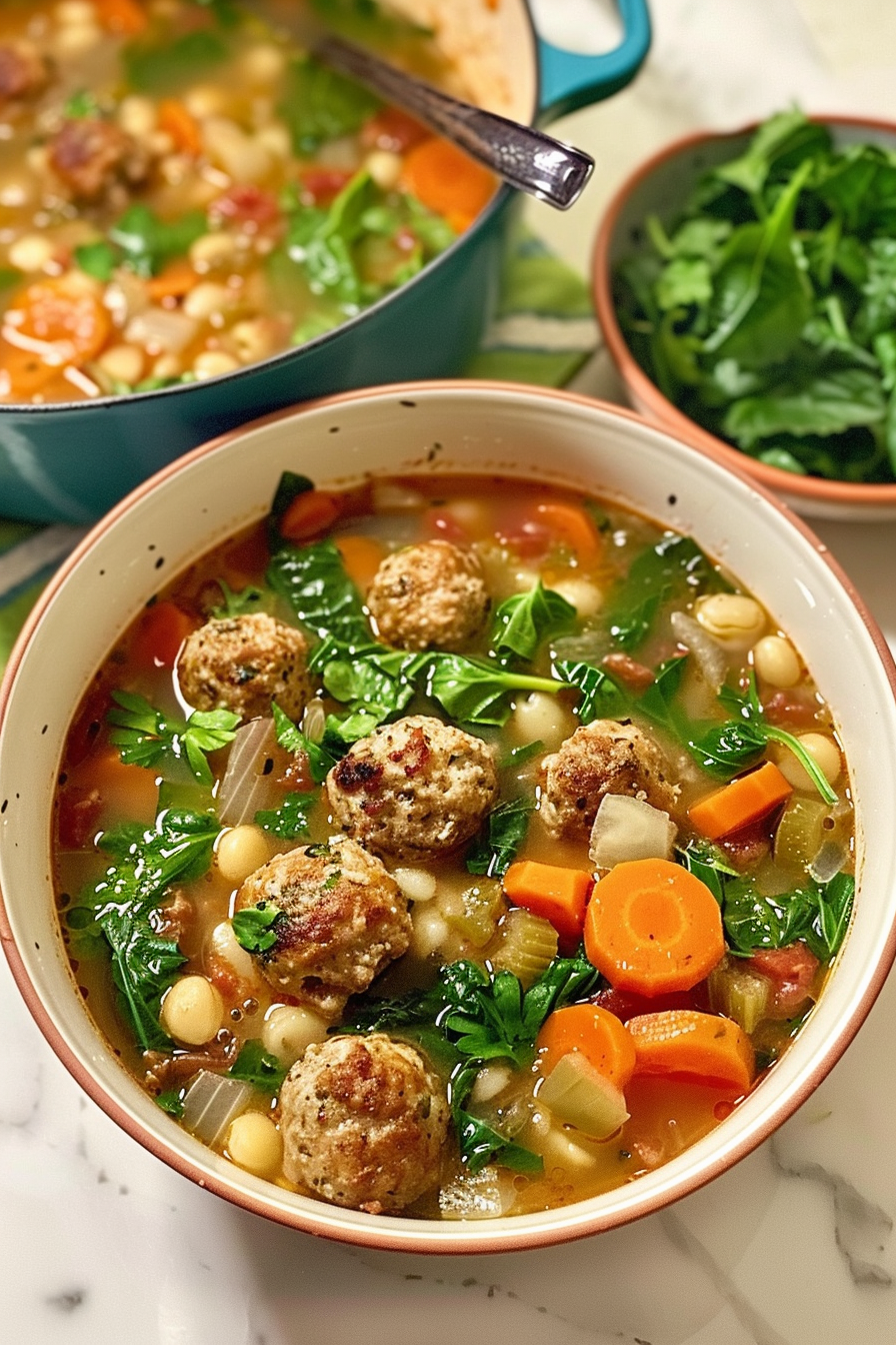 Finished Mini Meatballs Minestrone
